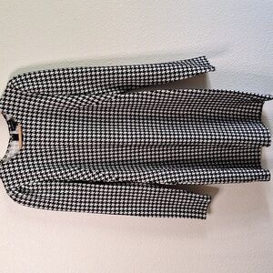 WHO WHAT WEAR Long-Sleeve Knee Length Houndstooth Dress In Black & White Size L